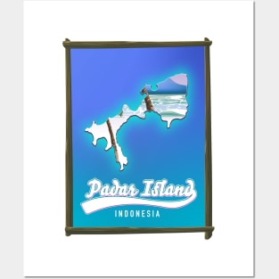 Padar Island Indonesia map Posters and Art